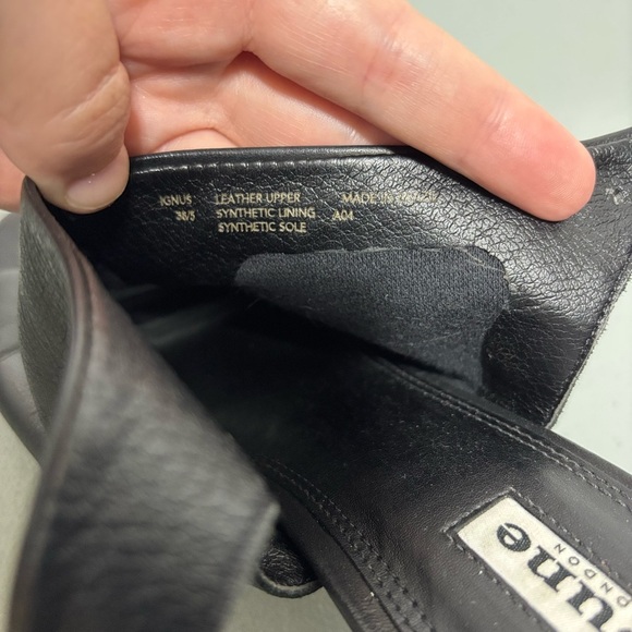 Dune London Black Leather Ignus Sandals Heels Women's 5 UK/ 38 EU/ 7-7.5 US - Picture 5 of 13